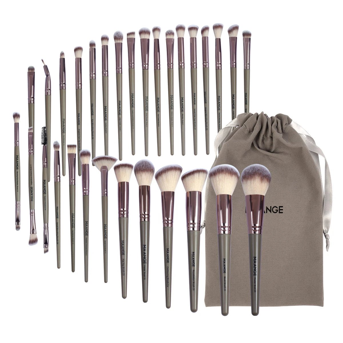 MAANGE 30pcs Professional Makeup Brush Set Foundation Concealers Eye Shadows Powder Blush Blending Brushes Beauty Tools with Bag - RELUX.STORE