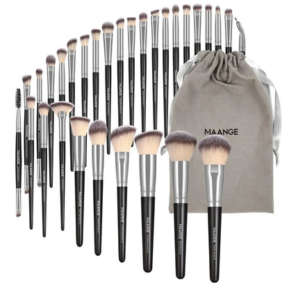 MAANGE 30pcs Professional Makeup Brush Set Foundation Concealers Eye Shadows Powder Blush Blending Brushes Beauty Tools with Bag - RELUX.STORE