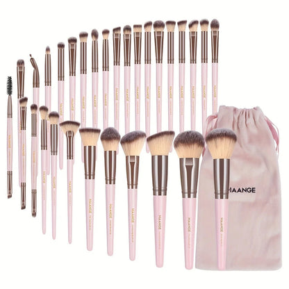 MAANGE 30pcs Professional Makeup Brush Set Foundation Concealers Eye Shadows Powder Blush Blending Brushes Beauty Tools with Bag - RELUX.STORE