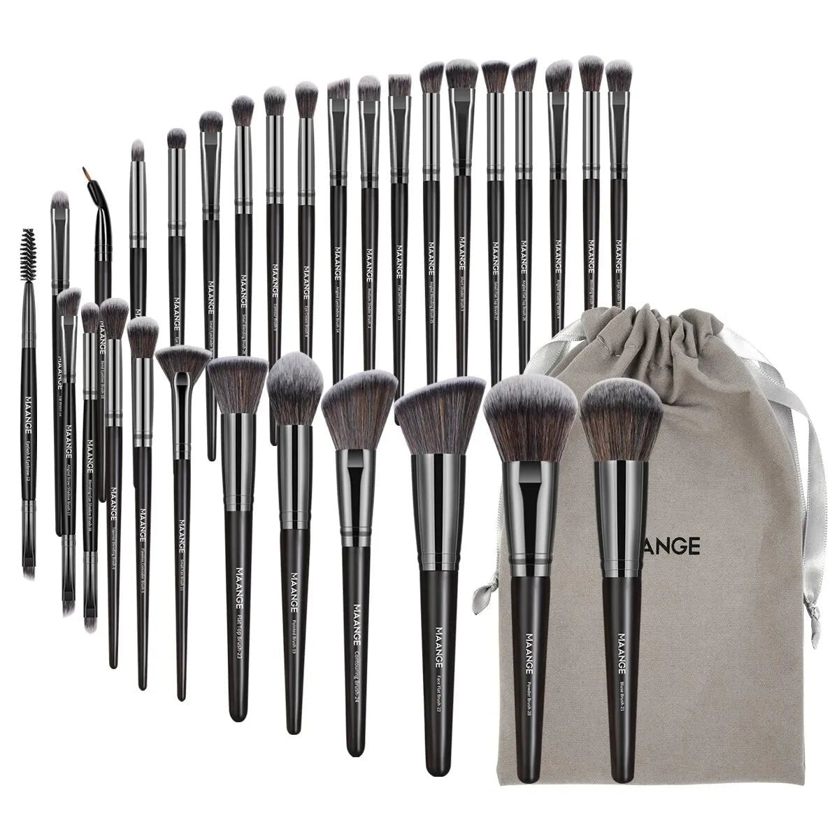 MAANGE 30pcs Professional Makeup Brush Set Foundation Concealers Eye Shadows Powder Blush Blending Brushes Beauty Tools with Bag - RELUX.STORE
