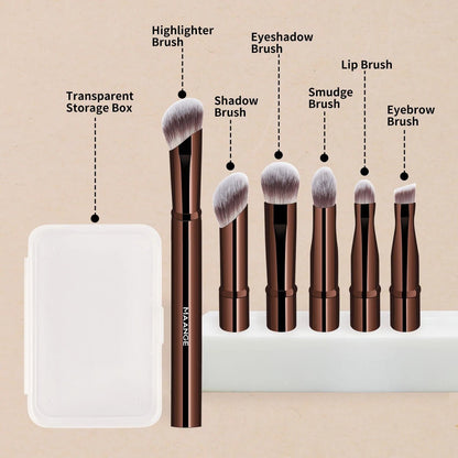 MAANGE Double Ended Makeup Brush Set Detachable Travel Contour Concealer Brush Set Eyeshadow Brush Face Cosmetic Tools with Box - RELUX.STORE