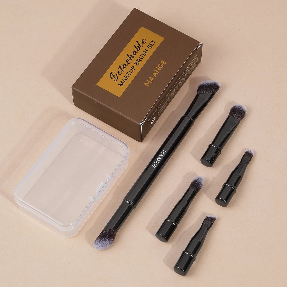 MAANGE Double Ended Makeup Brush Set Detachable Travel Contour Concealer Brush Set Eyeshadow Brush Face Cosmetic Tools with Box - RELUX.STORE