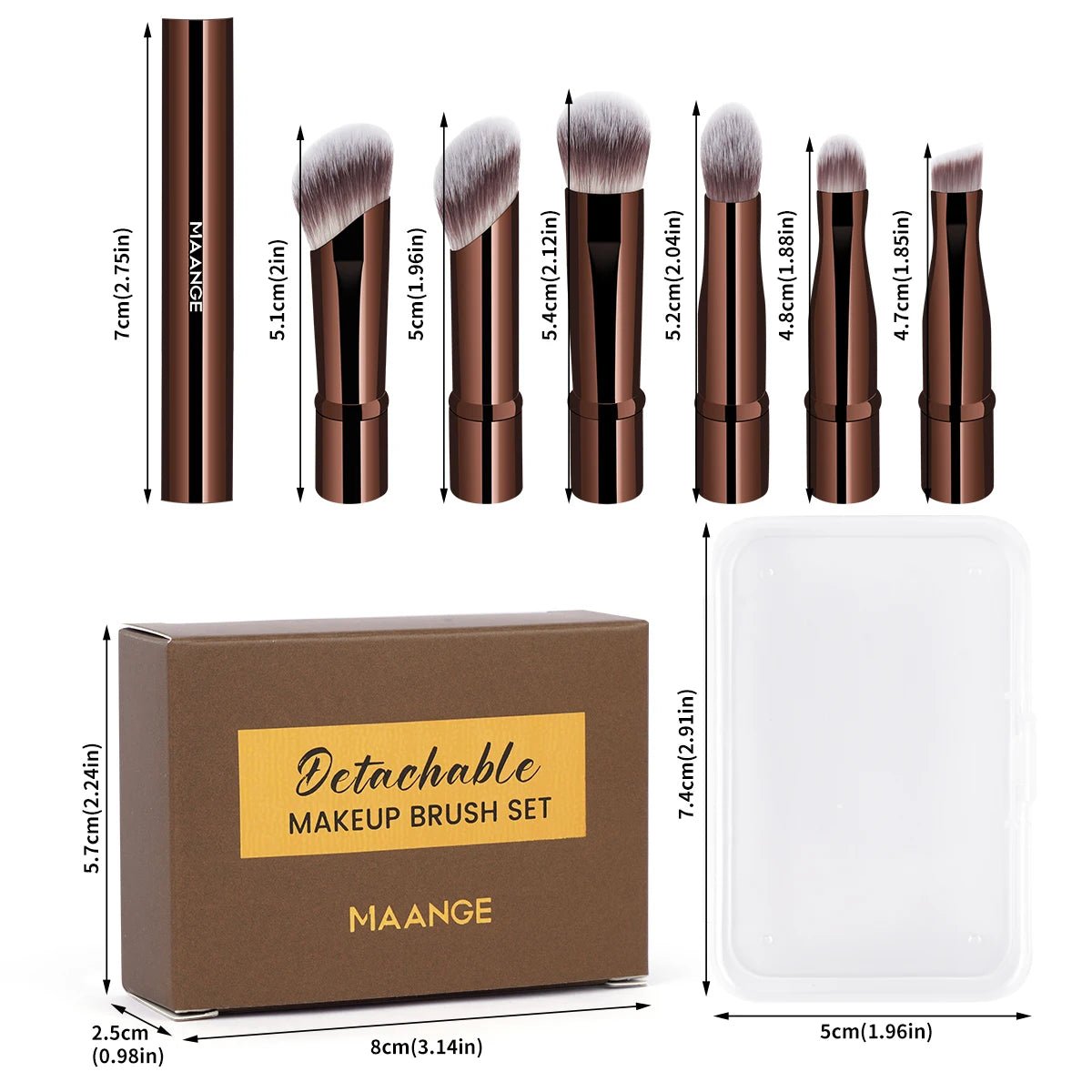 MAANGE Double Ended Makeup Brush Set Detachable Travel Contour Concealer Brush Set Eyeshadow Brush Face Cosmetic Tools with Box - RELUX.STORE