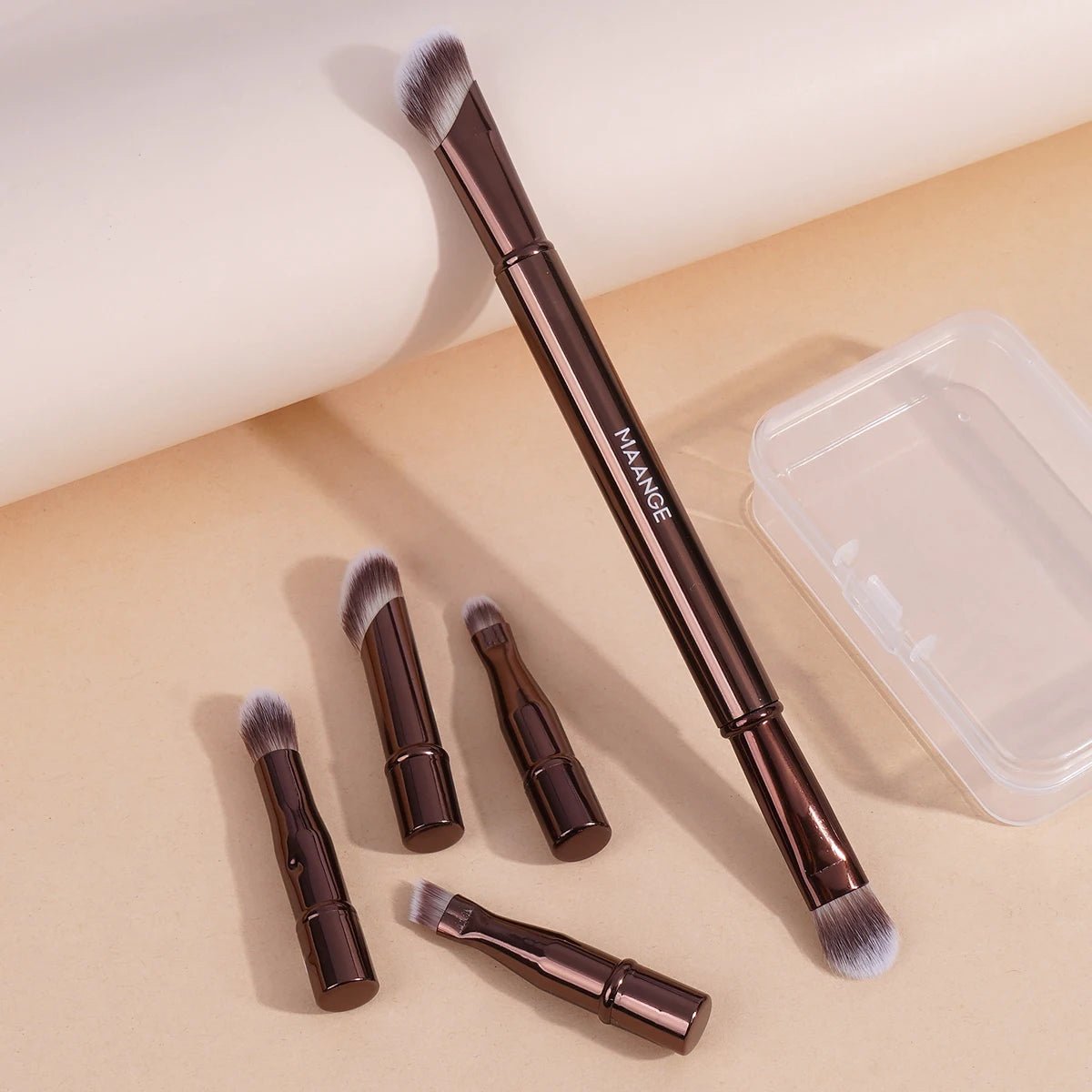 MAANGE Double Ended Makeup Brush Set Detachable Travel Contour Concealer Brush Set Eyeshadow Brush Face Cosmetic Tools with Box - RELUX.STORE