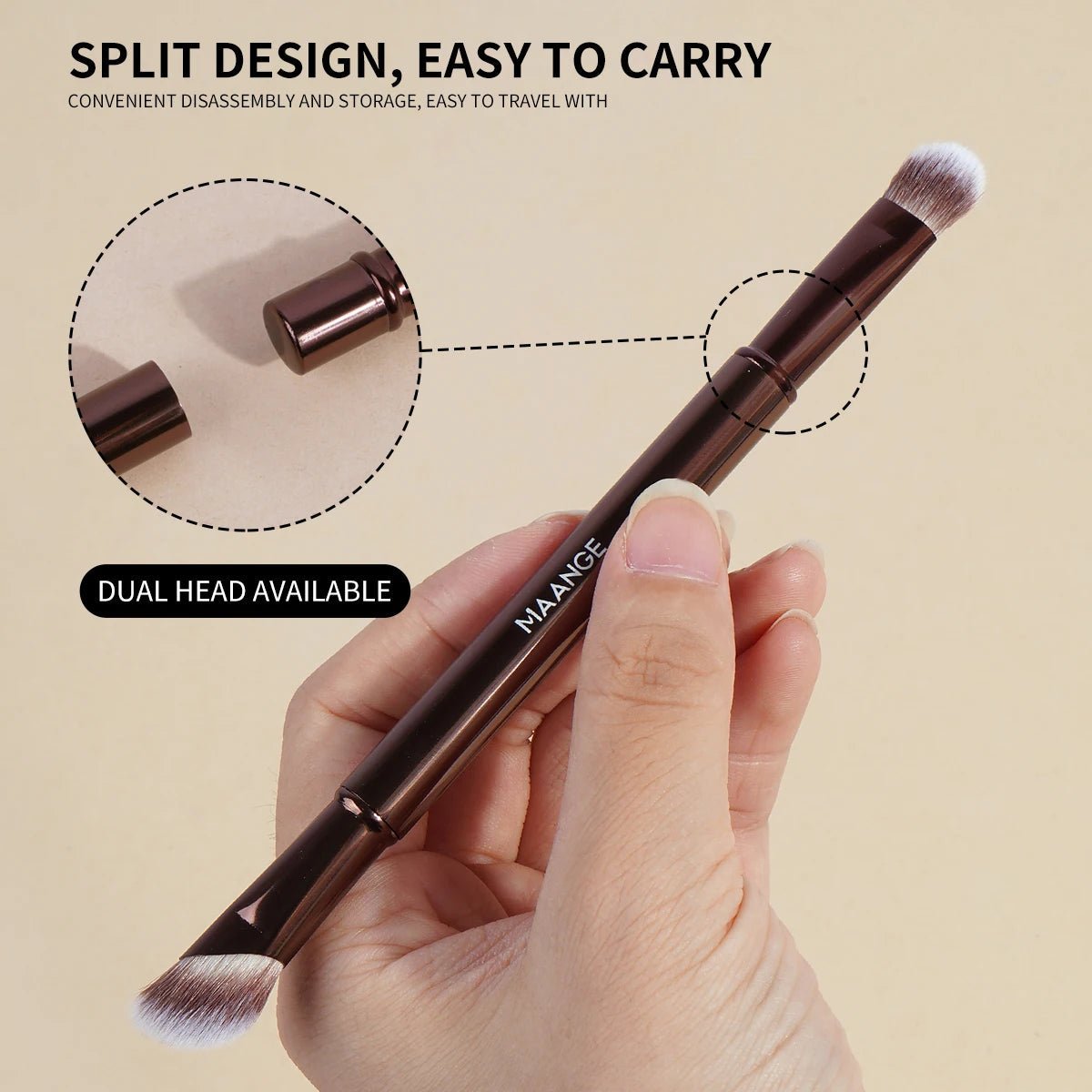 MAANGE Double Ended Makeup Brush Set Detachable Travel Contour Concealer Brush Set Eyeshadow Brush Face Cosmetic Tools with Box - RELUX.STORE