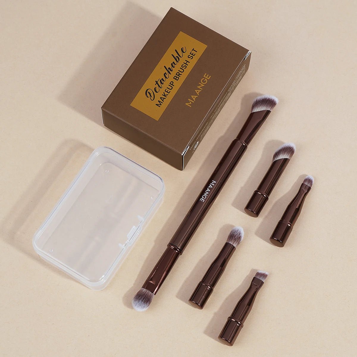 MAANGE Double Ended Makeup Brush Set Detachable Travel Contour Concealer Brush Set Eyeshadow Brush Face Cosmetic Tools with Box - RELUX.STORE