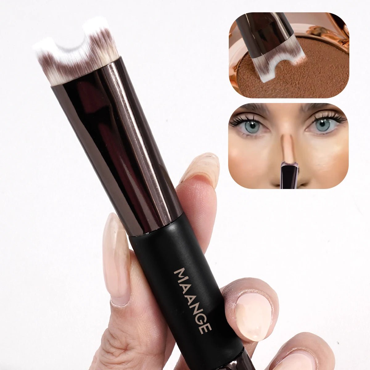 MAANGE Nose Contour U - Shaped Makeup Brush for Sculpting And Defining Double Head Foundation Highlighter Brush Nose Shadow Brush - RELUX.STORE