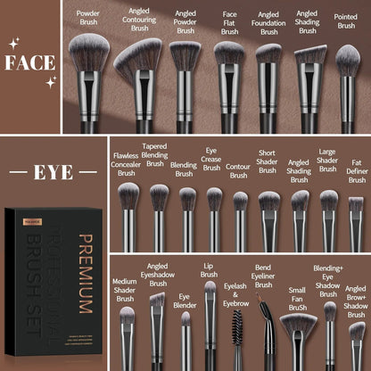 MAANGE Professional Gift Box 25 Pieces Makeup Brushes Kit Face Eye Beauty Brushes For Foundation Conceal Eyeshadow Contour Brush - RELUX.STORE