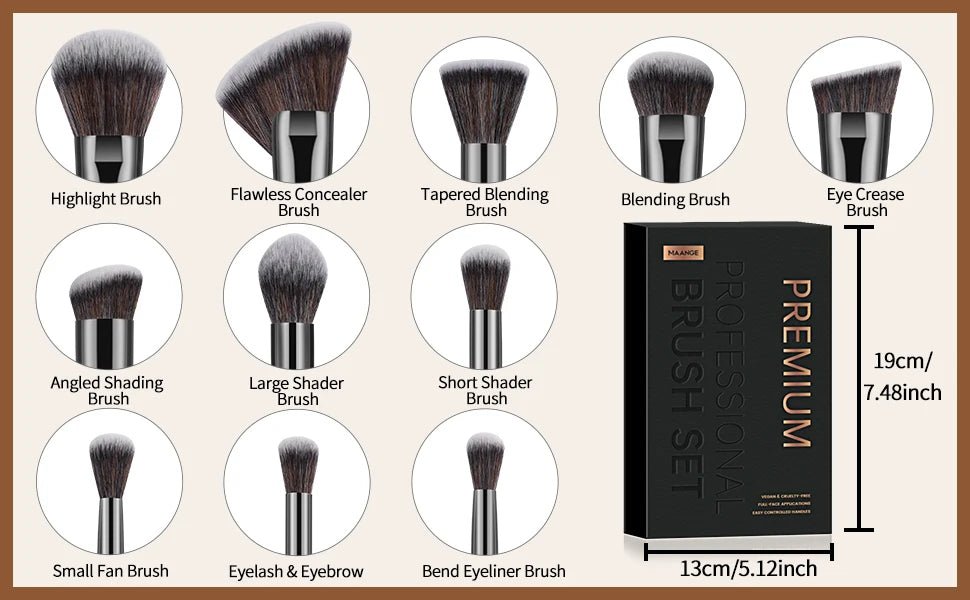 MAANGE Professional Gift Box 25 Pieces Makeup Brushes Kit Face Eye Beauty Brushes For Foundation Conceal Eyeshadow Contour Brush - RELUX.STORE