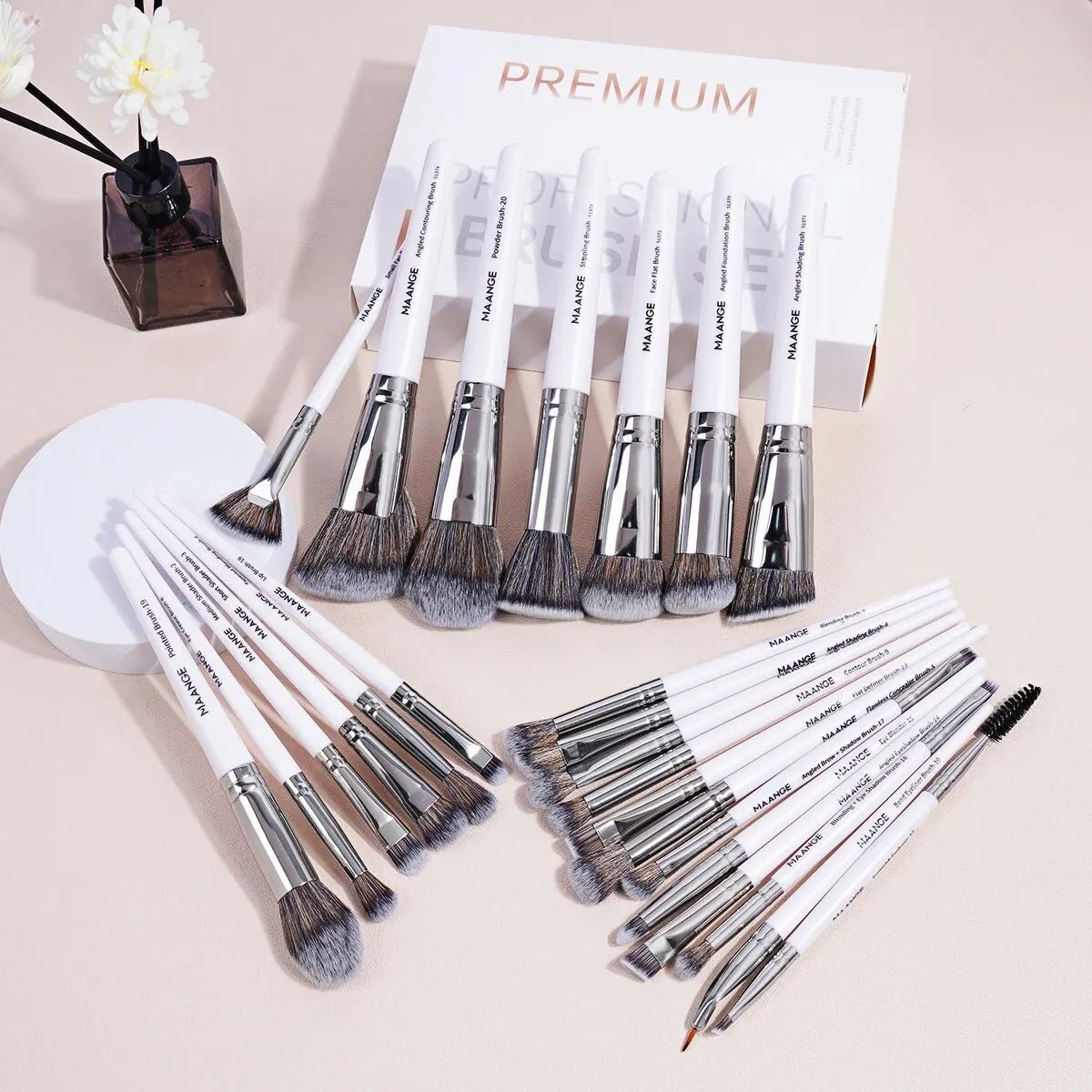 MAANGE Professional Gift Box 25 Pieces Makeup Brushes Kit Face Eye Beauty Brushes For Foundation Conceal Eyeshadow Contour Brush - RELUX.STORE