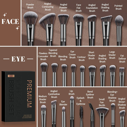 MAANGE Professional Gift Box 25 Pieces Makeup Brushes Kit Face Eye Beauty Brushes For Foundation Conceal Eyeshadow Contour Brush - RELUX.STORE