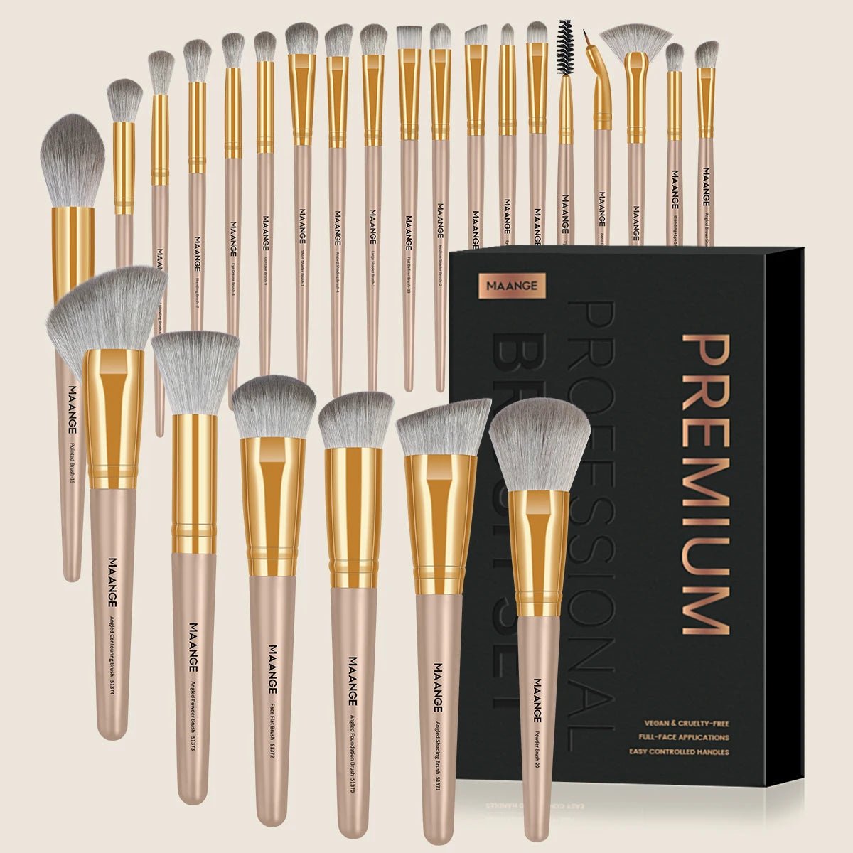 MAANGE Professional Gift Box 25 Pieces Makeup Brushes Kit Face Eye Beauty Brushes For Foundation Conceal Eyeshadow Contour Brush - RELUX.STORE