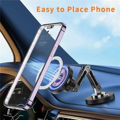 Magnetic Car Wireless Charger Stand Magnet Car Mount Fast Charging Station Phone Holder Bracket for Macsfae Iphone 15 14 13 12 - RELUX.STORE