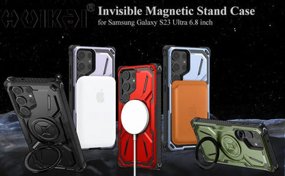 Magnetic Heavy - Duty Case for Samsung Galaxy S25/S24/S23 Ultra – Shockproof Rotatable Kickstand MagSafe Protective Cover - RELUX.STORE