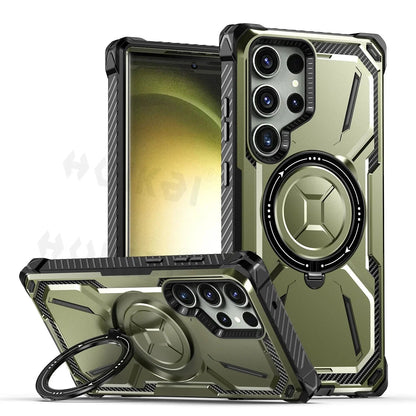 Magnetic Heavy - Duty Case for Samsung Galaxy S25/S24/S23 Ultra – Shockproof Rotatable Kickstand MagSafe Protective Cover - RELUX.STORE