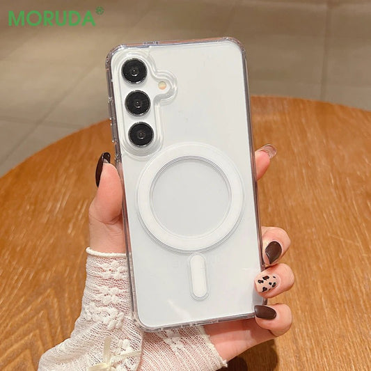 "MagSafe Magnetic Charging Phone Case – Clear Slim Acrylic Cover for Samsung Galaxy S21 FE, S22 Plus, S23/S24/S25 Ultra, A16/A15/A35/A55" - RELUX.STORE