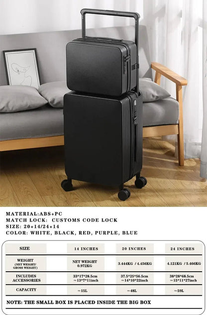 Manufactory PC Travel Trolley Case Durable Men Combination Case Small Size Boarding Case Luggage Suitcase with USB - RELUX.STOREManufactory PC Travel Trolley Case Durable Men Combination Case Small Size Boarding Case Luggage Suitcase with USB
