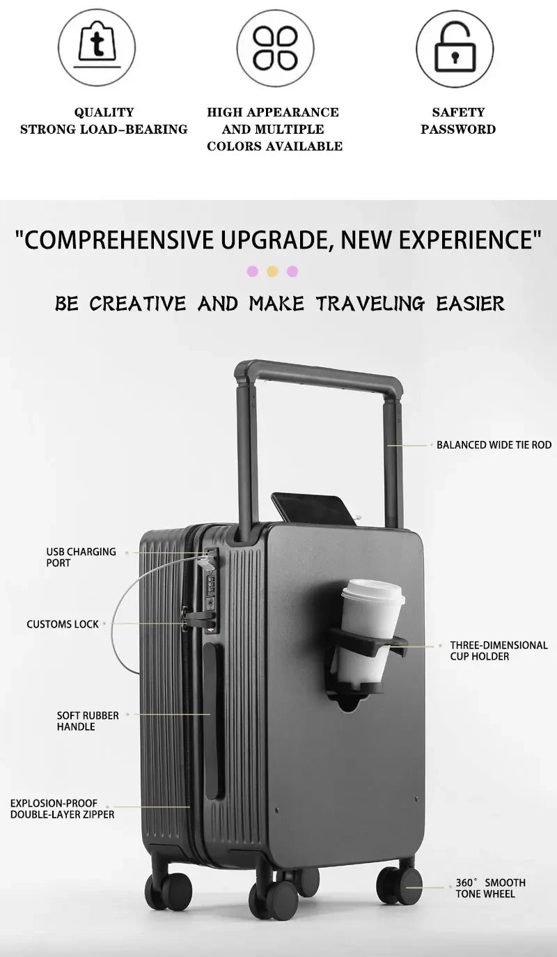 Manufactory PC Travel Trolley Case Durable Men Combination Case Small Size Boarding Case Luggage Suitcase with USB - RELUX.STOREManufactory PC Travel Trolley Case Durable Men Combination Case Small Size Boarding Case Luggage Suitcase with USB