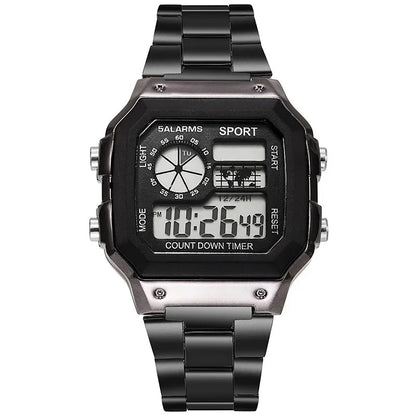 MAYZHISU Classic Men's Digital Watches Luxury Stainless Steel Strap Sport Watches Men Military Clock LED Sport Wristwatch - RELUX.STORE