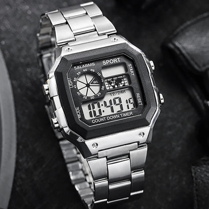 MAYZHISU Classic Men's Digital Watches Luxury Stainless Steel Strap Sport Watches Men Military Clock LED Sport Wristwatch - RELUX.STORE