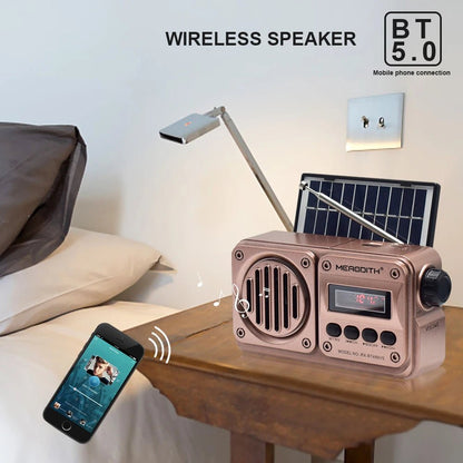 MD - 499 Wireless Bluetooth Speaker MP3 Playback FM Radio Solar Charging Emergency power outage Radio Full Band High Sensitivity - RELUX.STORE