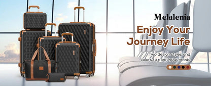 Melalenia Luggage Sets 7 Piece Hard Shell Carry on Suitcase with Spinner Wheels and TSA Lock, Lightweight Travel Duffel Bag - RELUX.STOREMelalenia Luggage Sets 7 Piece Hard Shell Carry on Suitcase with Spinner Wheels and TSA Lock, Lightweight Travel Duffel Bag