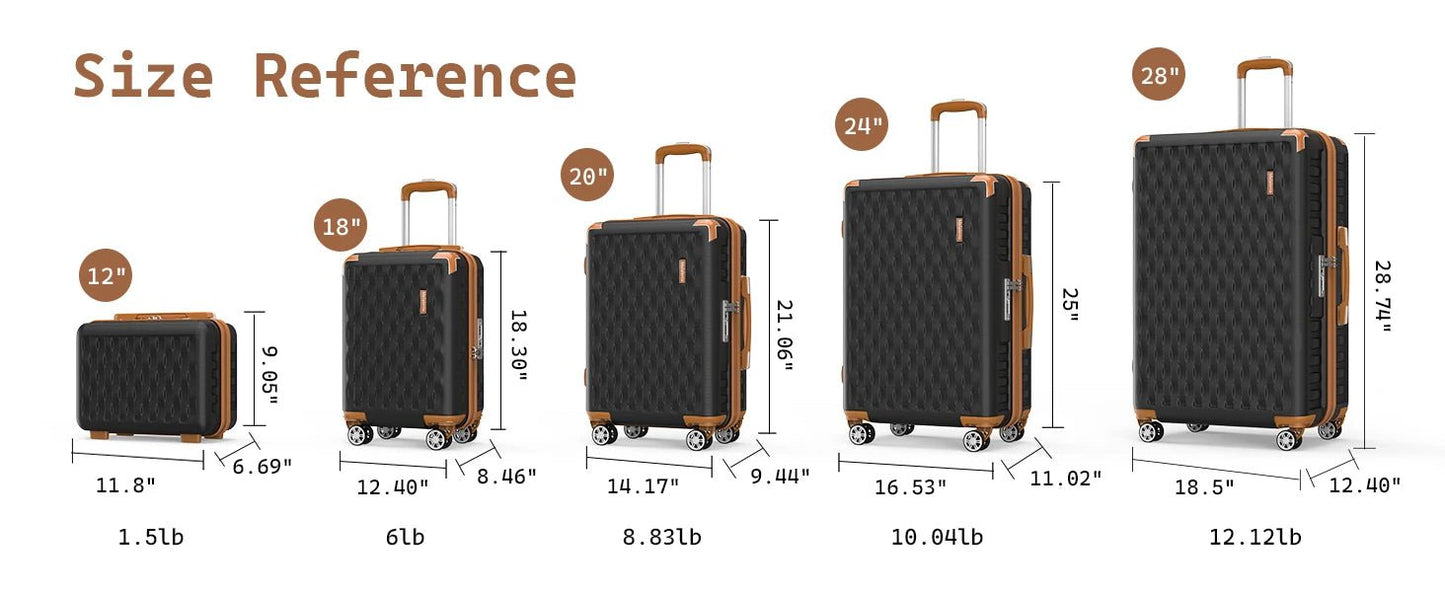 Melalenia Luggage Sets 7 Piece Hard Shell Carry on Suitcase with Spinner Wheels and TSA Lock, Lightweight Travel Duffel Bag - RELUX.STOREMelalenia Luggage Sets 7 Piece Hard Shell Carry on Suitcase with Spinner Wheels and TSA Lock, Lightweight Travel Duffel Bag