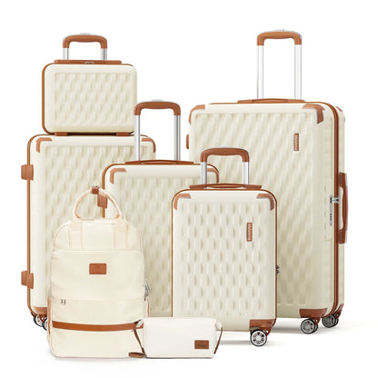 Melalenia Luggage Sets 7 Piece Hard Shell Carry on Suitcase with Spinner Wheels and TSA Lock, Lightweight Travel Duffel Bag - RELUX.STOREMelalenia Luggage Sets 7 Piece Hard Shell Carry on Suitcase with Spinner Wheels and TSA Lock, Lightweight Travel Duffel Bag