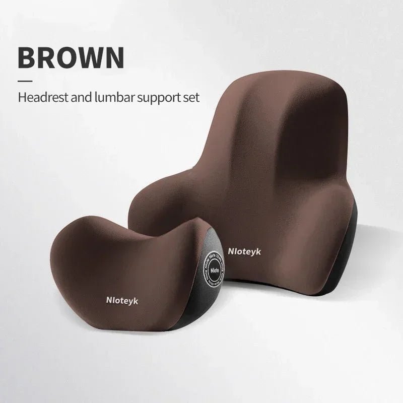 Memory Foam Car Neck Pillow & Lumbar Support Cushion – Universal Ergonomic Car Seat Neck & Waist Cushion, Travel Car Pillow, Back Support for Driving Comfort, Car Accessories - RELUX.STORE