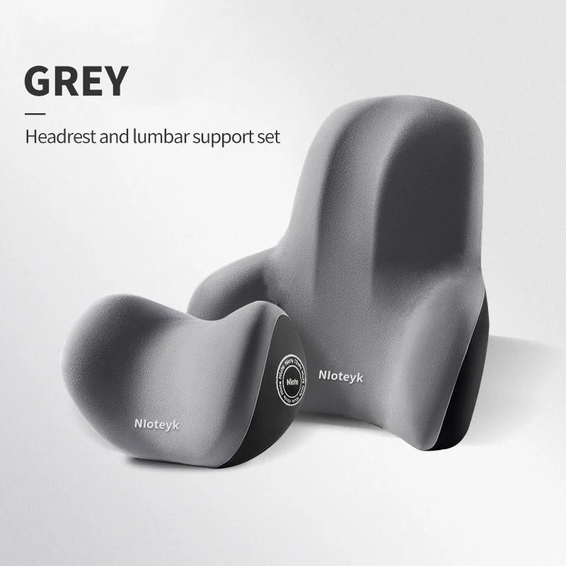 Memory Foam Car Neck Pillow & Lumbar Support Cushion – Universal Ergonomic Car Seat Neck & Waist Cushion, Travel Car Pillow, Back Support for Driving Comfort, Car Accessories - RELUX.STORE