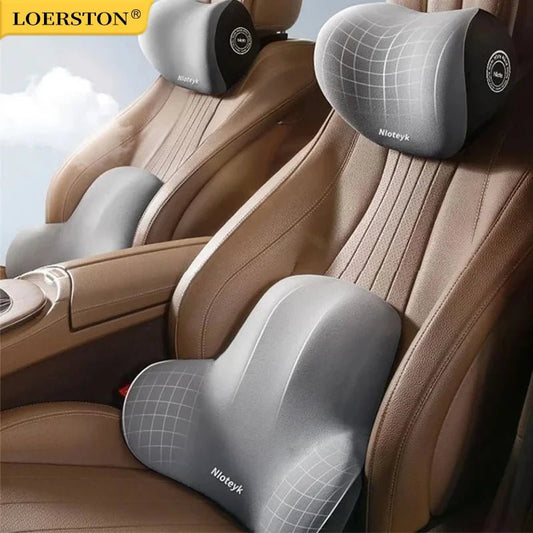 Memory Foam Car Neck Pillow & Lumbar Support Cushion – Universal Ergonomic Car Seat Neck & Waist Cushion, Travel Car Pillow, Back Support for Driving Comfort, Car Accessories - RELUX.STORE