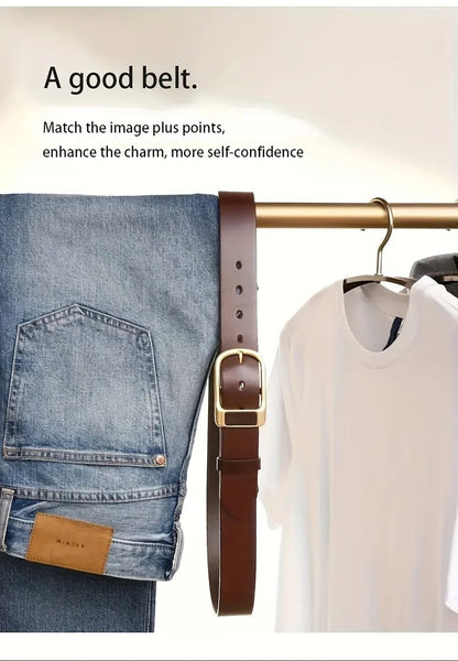 "Men’s Casual Leather Belt – Cowboy Style Pin Buckle Retro Belt for Jeans, Business & Everyday Wear" - RELUX.STORE