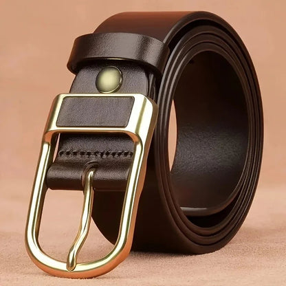 "Men’s Casual Leather Belt – Cowboy Style Pin Buckle Retro Belt for Jeans, Business & Everyday Wear" - RELUX.STORE