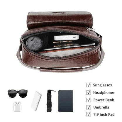 Men's Genuine Leather Crossbody Shoulder Bags High quality Tote Fashion Business Man Messenger Bag Leather Bags fanny pack - RELUX.STORE