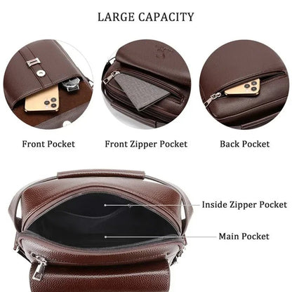 Men's Genuine Leather Crossbody Shoulder Bags High quality Tote Fashion Business Man Messenger Bag Leather Bags fanny pack - RELUX.STORE