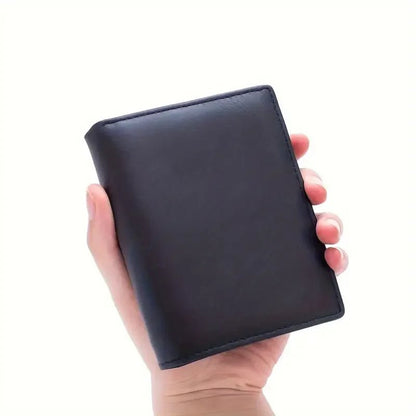 "Men’s Genuine Leather Wallet – RFID Blocking Short Wallet with Coin Purse, Vintage Vertical Design, Credit Card Holder & Money Bag" - RELUX.STORE