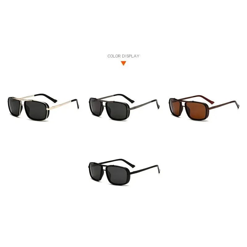 "Men’s Punk Square Sunglasses – Twin - Beam Aviator UV400 Protection, Trendy Fashion Eyewear" - RELUX.STORE