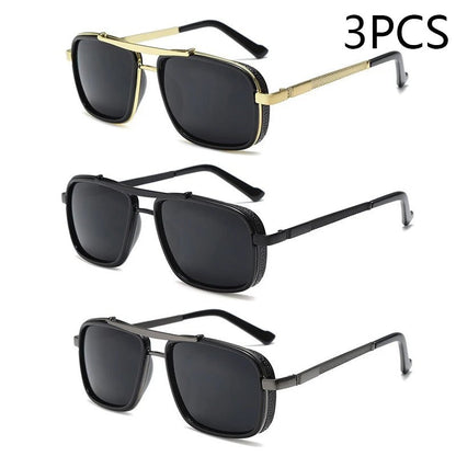 "Men’s Punk Square Sunglasses – Twin - Beam Aviator UV400 Protection, Trendy Fashion Eyewear" - RELUX.STORE
