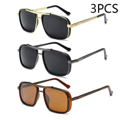 "Men’s Punk Square Sunglasses – Twin - Beam Aviator UV400 Protection, Trendy Fashion Eyewear" - RELUX.STORE