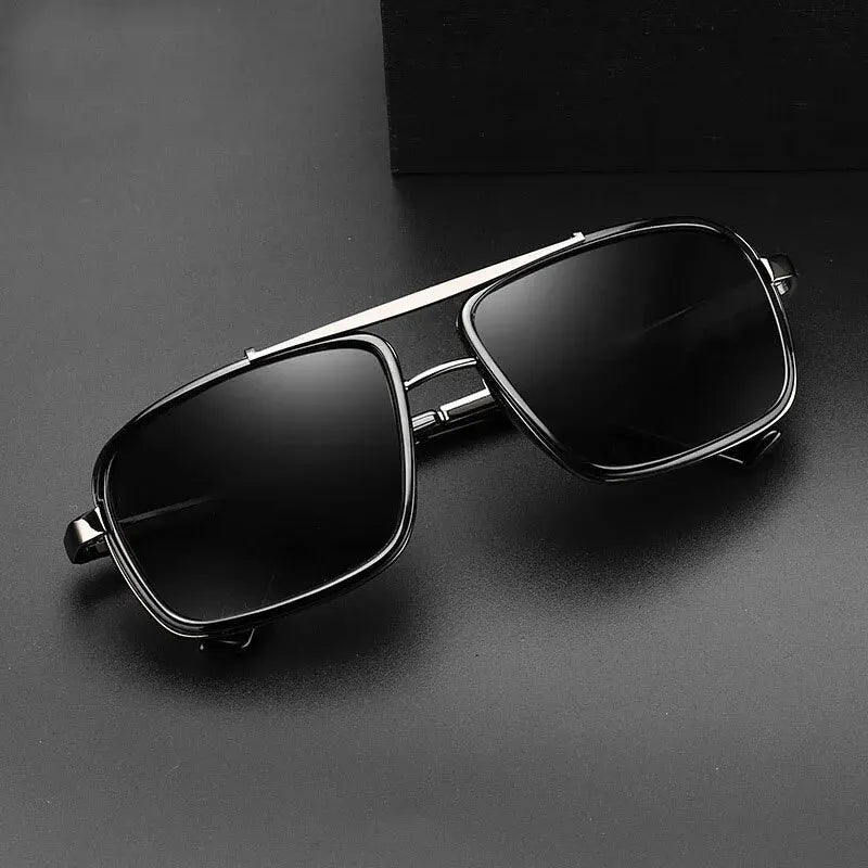 "Men’s Punk Square Sunglasses – Twin - Beam Aviator UV400 Protection, Trendy Fashion Eyewear" - RELUX.STORE