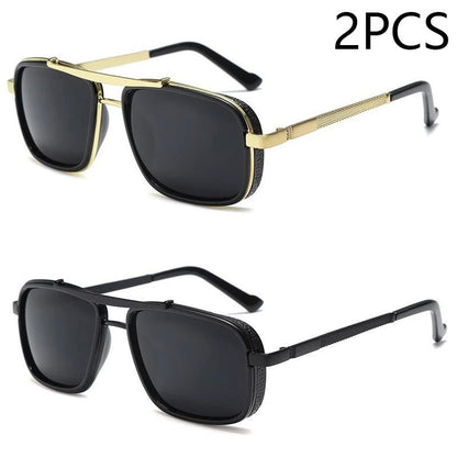 "Men’s Punk Square Sunglasses – Twin - Beam Aviator UV400 Protection, Trendy Fashion Eyewear" - RELUX.STORE
