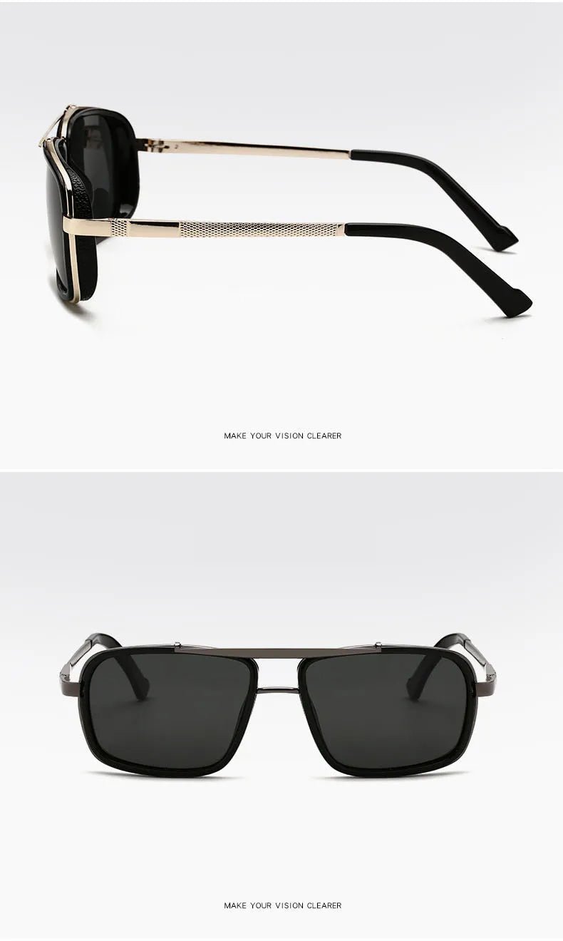 "Men’s Punk Square Sunglasses – Twin - Beam Aviator UV400 Protection, Trendy Fashion Eyewear" - RELUX.STORE