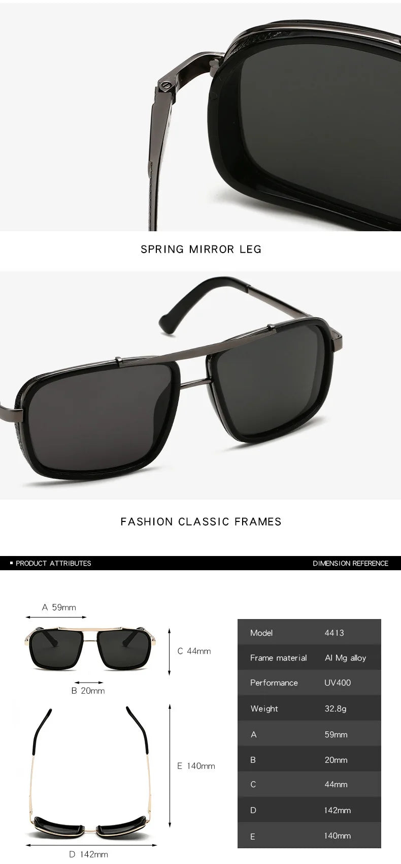 "Men’s Punk Square Sunglasses – Twin - Beam Aviator UV400 Protection, Trendy Fashion Eyewear" - RELUX.STORE