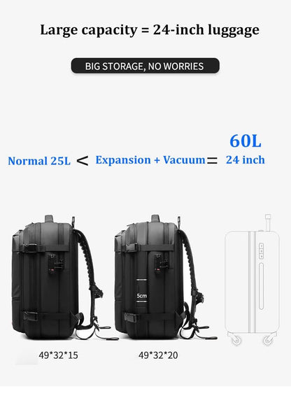 Men’s Travel & Business Backpack – 17” Laptop, Large Capacity School, Expanded Hiking & Vacuum Compression Bag - RELUX.STORE