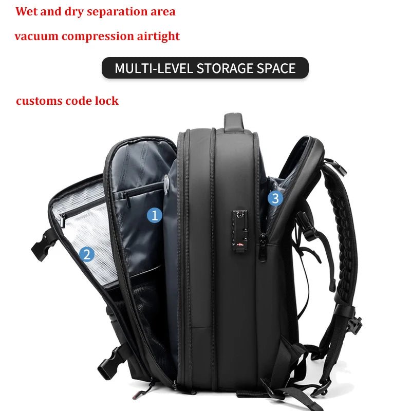 Men’s Travel & Business Backpack – 17” Laptop, Large Capacity School, Expanded Hiking & Vacuum Compression Bag - RELUX.STORE