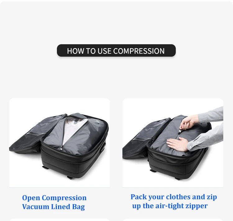 Men’s Travel & Business Backpack – 17” Laptop, Large Capacity School, Expanded Hiking & Vacuum Compression Bag - RELUX.STORE