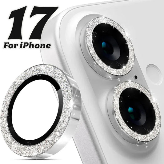 "Metal Glitter Bling Camera Lens Protector for iPhone 17 Pro Max / 17 Air / 16 – HD Glass Protective Cap & Ring for iPhone 15/16/17 Series" ✨📱 - RELUX.STORE