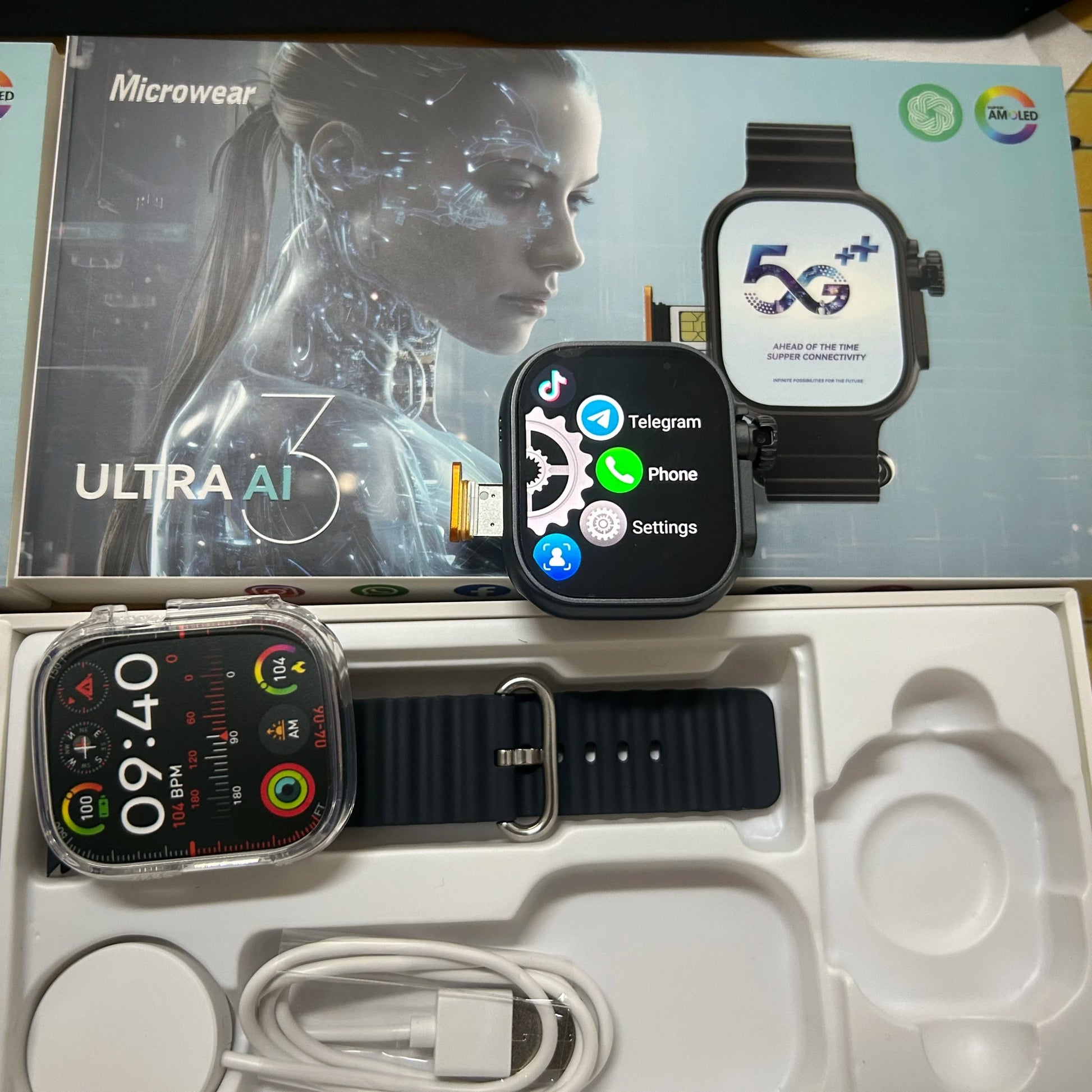 Microwear Ultra Ai3 Smartwatch 5G 180° Rotating Camera Google Play GPS WIFI 2.2inch Amoled HD Display 4G Calling Smartwatch Men - RELUX.STORE
