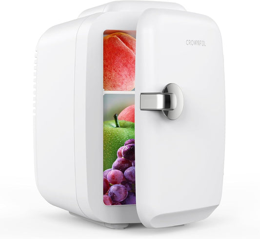 Mini Fridge, 4 Liter/6 Can Portable Cooler and Warmer Personal Refrigerator for Skin Care, Cosmetics, Beverage, Food,Great for Bedroom, Office, Car, Dorm, ETL Listed (White) - RELUX.STORE
