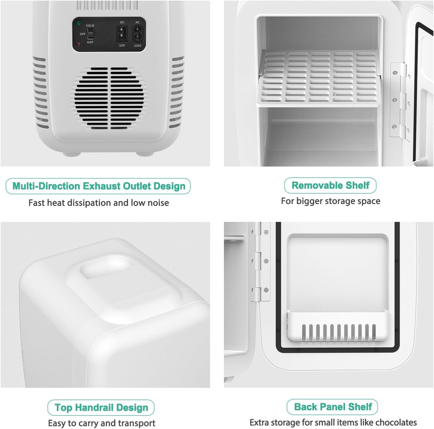 Mini Fridge, 4 Liter/6 Can Portable Cooler and Warmer Personal Refrigerator for Skin Care, Cosmetics, Beverage, Food,Great for Bedroom, Office, Car, Dorm, ETL Listed (White) - RELUX.STORE